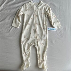 Carter's White and Tan Baby Footie
